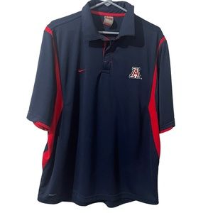 Arizona Wildcats Shirt Men Large Blue Polo Nike Dri-Fit NCAA Athletic Casual Tee